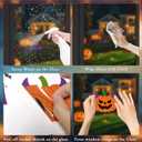 3 x Halloween Party Decorations - Reusable Window Clings for Halloween Decorations Indoor Outdoor | Pumpkin Ghost Static Window Decor Stickers for Office Party Favors Supplies Crafts Gifts Toys for Kids (Black)