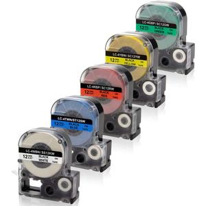 Absonic Compatible Label Tape Replacement for LK-4WBN LK-4LBP LK-4RBP LK-4YBW LK-4GBP Work for Epson LabelWorks LW-300 LW-400 LW-500 LW-600P LW-700 LW-K200PX Label Maker, 1/2" x 26', 12mm x 8m, 5-Pack
