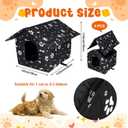 4 Pcs Outdoor Cat House Stray Cats Shelter Weatherproof Outside Cat House Indoor Foldable Warm Pet Cave with Paw Print for Feral Cat Dog Winter Wild Animal(Black, Small-Houses)