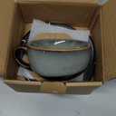 Coffeezone Vintage Design 12 oz Ceramic Latte Art Cappuccino Barista Cup with Saucer (Fog Grey)