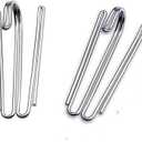 Stainless Steel Curtain Hooks Drapery W Shape Hooks 60 Pack  and Pin 2 Prongs Pinch Pleat for Window, Shower Curtain