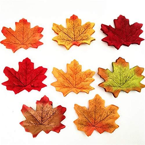 Kubert Maple Leaves Artificial Fall Leaves Bulk 400Pcs Assorted Mixed Faux Fall Color Maple Leaves Decoration Fake Maple Left Art for Craft, Wedding, Festival, Party, Thanks-Giving and Outdoor Decor