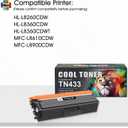 TN433 Toner Cartridge Set TN-433 MFC-l8900Cdw HL-L8360Cdw Replacement for Brother TN433 TN 433 for Brother MFC l8900Cdw HL-L8260Cdw MFC-L8610Cdw HL-L8360Cdwt Printer Ink (Black Cyan Magenta Yellow)