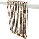 Antique Brass Shower Curtain Hooks, 27 Inch Ball Chain Design, 12 Pack Rust-Resistant Metal Curtain Rings for Bathroom Rods, Heavy Duty 4.5mm Shower Curtain Hangers