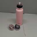 GOPPUS 24 oz Insulated Water Bottle With Straw Stainless Steel Sports Water Cup Flask with 3 Lids (Straw, Spout and Handle Lid) Wide Mouth Metal Water bottles for Men Women (Pink)