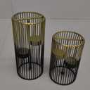 Juvale Set of 2 Black and Gold Geometric Candle Holders for Modern Table Decor (2 Sizes) - Black and Gold Candle Holder Set for Table Centerpieces