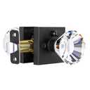 Glass Crystal Door Knobs Interior with Lock, Matte Black Modern Diamond Privacy Square Clear Glass Crystal Door Knobs for Bedroom and Bathroom