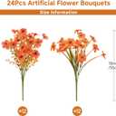 Alupssuc 24 Bundles Artificial Fall Mums Flowers for Outdoors Decoration, UV Resistant Silk Violet and Faux Eucalyptus Autumn Fake Plants for Outside Indoor Yard Home Patio Porch Decor