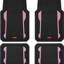Rubbermaid Car Floor Mat, Heavy Duty All-Weather Car Mats Full Set with Dual-Tone Pink Aluminum Inserts Universal Fit, Anti-Slip Backing, Trim-to-Fit for Most SUV, Sedan, Van