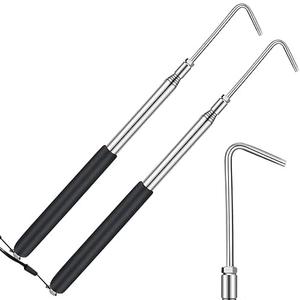 Datanly 2 Pcs 11.42 to 42.72 RV Awning Rod Opener Easy Reach Telescopic Puller RV Awning Part Retractable Hook Stainless Steel Pulling Rod Retracted Pull Cane for Camper Canopy Tool