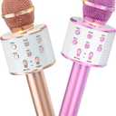 Ankuka Kids Karaoke Microphone 2 Pack, Wireless Bluetooth Karaoke Microphone for Singing Portable Handheld Mic Speaker Machine, Christmas Birthday Gifts for Girls Ages 4, 5, 6, 7, 8, 9, 10, 12+