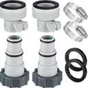 PAMASE Pool Hose Adapter A & B - Conversion Connector for 1.5"&1.25" Hoses with Clamps Gaskets, Replacement Parts fits Intex Filter Pumps, Saltwater System, Above Ground Swimming Pool - 4Pack