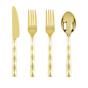 Lullaby 240PCS Gold Plastic Silverware, Heavy Duty Disposable Cutlery Set Include 80 Forks, 80 Spoons, 80 Knives, Perfect for Wedding, Party, Gathering and Daily Use