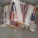7 x 4th of July Decorations 33ft American String Flags Banner+ 10Pcs Handheld USA Stick Flag+ 30Pcs Red White Blue Balloons+2 Sheet Stickers Party Decor for 4th of July America Patriotic Day Memorial Day
