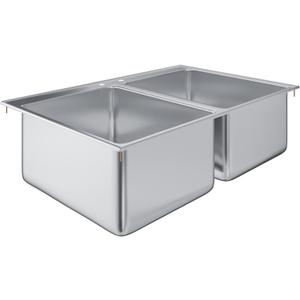 AmGood 16" x 20" x 10" Stainless Steel 2 Compartment Drop-In Sink. NSF