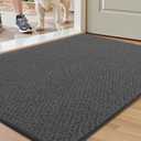 Color&Geometry Dirt Trapper Front Door Mat Indoor Entrance, 17"x30" Non Slip Indoor Door Mats for Entryway, Washable Indoor Outdoor Rugs Dog Rugs for Muddy Paws, Grey (Rolled-up NO Creases)