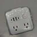 Multi Plug Outlet Extender with USB - Surge Protector Splitter 4 USB Wall Charger - Multi Plug Outlet Splitter,Widely Spaced Outlet for Travel, Home, College Dorm Room,White