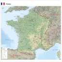 Large map of France with full lamination (wall map) 39 x 39 inches, France regions, highways, airports