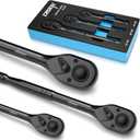 DISEN 3PCS Black Ratchet Wrench Set (1/2", 3/8", 1/4" Drive) - 90-Tooth Drive Ratchet Socket Wrench, Black Oxide Finish with Reversible Quick Release & EVA Tray - Industrial Ratchet Wrench Kit