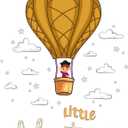 Joyful Hot Air Balloon Wall Decal Little Adventurer Cute Boy Riding in Beautiful Hot Air Balloon Size: 24 Inch X 30 Inch