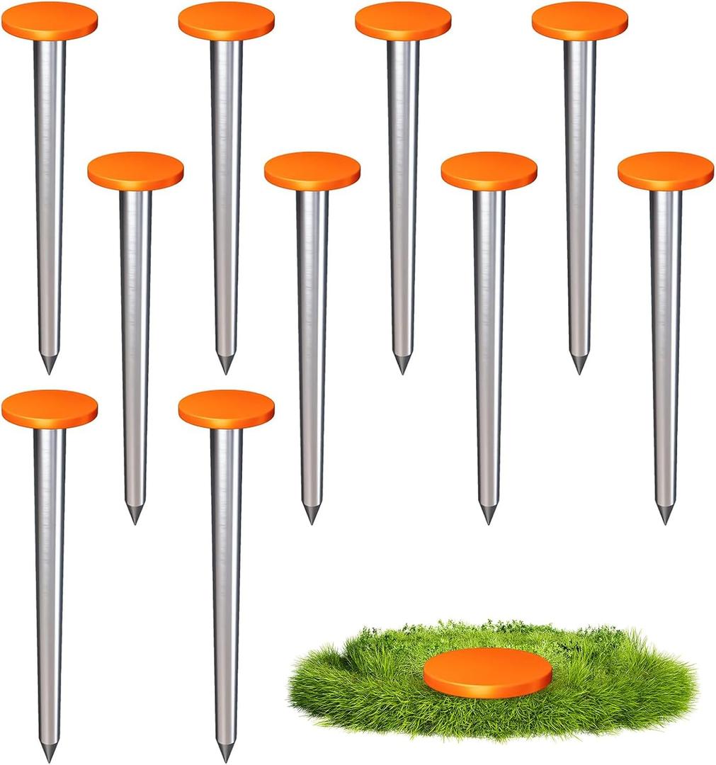 10 Pcs Stainless Steel Survey Markers Stakes 1.57 x 6.7 Inch Low Profile Survey Marker Property Line Markers Heavy Duty Survey Markers for Garden Paver Lawn Edging Tarps Weed Barriers