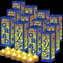 12 Pcs Graduation Table Centerpieces Boxes Class of 2025 Graduation Lanterns for Centerpieces with LED Candles Congrats Grad School College Party for Party Table Decoration (Blue)