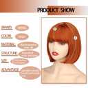 WERD Short Orange Bob Wig with bangs for Women,Ginger Orange Bob WIig with Bangs, Straight Natural Synthetic Wig for Halloween Cosplay Party Use