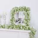 Dolicer 2 Pcs Babys Breath Artificial Flowers Vines, Faux White Hanging Baby Breath Garland, Real Touch Fake Babys Breath Gypsophila for Wedding Party Backdrop Wall Home Decor