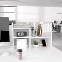 Jerry & Maggie - Desktop Organizer Office Storage Rack Adjustable Wood Display Shelf | Birthday Gifts - Toy - Home Decor | - Free Style Rotation Display - True Natural Stand Shelf (White)