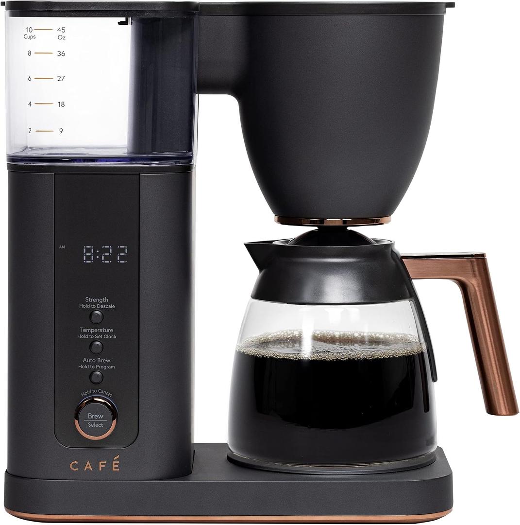 Caf Specialty Drip Coffee Maker, 10-Cup Glass Carafe, WiFi Connected Smart Voice-to-Brew, Includes Reusable Filter Basket & Grounds Scooper, Barista-Quality Brew, SCA Certified, Matte Black