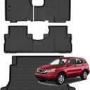 Jenofa-Car Floor Mats for Honda CRV 2007-2011 LX SE EX EX-L All Weather Floor Mats Cargo Liner Set Car Mat for CRV Waterproof Automotive Floor Liners for Honda CR-V Full Set Accessories Black