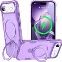 Designed for iPhone 17 Air Case with Magnetic Stand [Military Drop Protection][Compatible with Magnet] Shockproof 17 Air Phone Case with Ring Holder, Purple