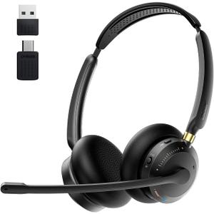 Acer Wireless Headset with Mic for Work, Crystal Clear Audio for Calls & Meetings, Bluetooth 5.3 & USB Dongle for Laptop, PC, iPhone & Android, Office & Call Center Headset for Remote Hybrid Worker