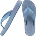 ONCAI Women's Flip Flops Comfortable Arch Support Yoga Mat Summer Beach Walking Thong Cushion Sandals Ladies Outdoor Vacation Essentials Slide Shoes Rubber Soles US Size 8.5 (Blue)