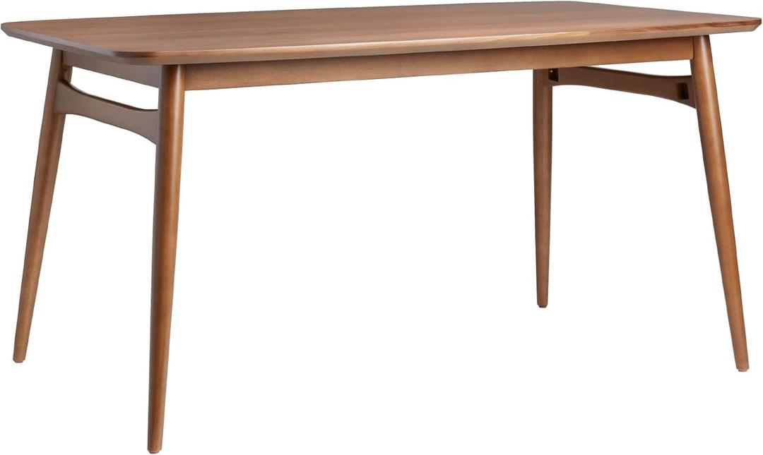 Walker Edison Mid-Century Modern Solid Wood Tapered-Leg Dining Table, 59 Inch, Walnut