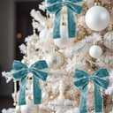 3 x SIMISI RIBBON Dusty Blue Frayed Velvet Ribbon 1.5 Inch Handmade Vintage Ribbon for Christmas Tree, Gift Wrapping, Outdoor, Wreath, Garland, Hair Accessories, Bows Making, Flower Bouquet (6 Yards)