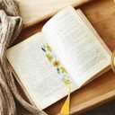 Outus 8 Sets Flower Acrylic Bookmarks Transparent Acrylic Cute Floral Bookmarks with Colorful Tassels for Back to School Women Teacher Kids Book Lovers, 8 Styles