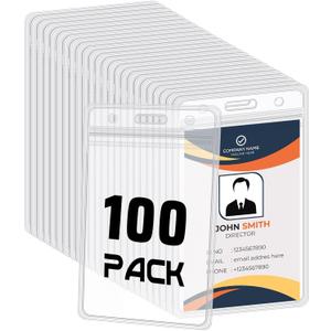 100 Pack Vertical ID Card Badge Holder Clear Plastic Sealable Waterproof Zip Name Tag for Work Office Nurse School