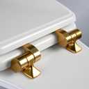 Mayfair Bennett Toilet Seat with Brushed Gold Hinges, Slow Close Wood Seat, Secure Metal Hinges, Easy Install, Made in USA, Elongated, White