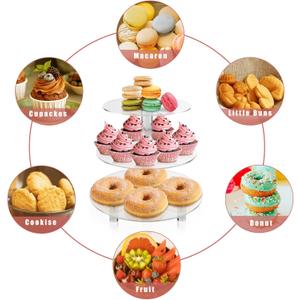 Acrylic Cupcake Stand, 3 Tier Round Clear Cake Stand Cupcake Display Tower Rack Cookie Macarons Donut Stand Desserts Serving Tray Table Centerpiece for Birthday Wedding Party Decoration (1#)