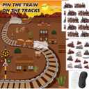 Train Party Games Supplies, Pin The Choo Choo on The Track Funny Game for Chugga Chugga Two Two Train Birthday Party Decorations Supplies