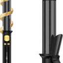 Terviiix Automatic Rotating Curling Iron 1 1/4 inch, 1.25 inch Automatic Curling Iron, Automatic Hair Curler for Long Hair, Ceramic Curling Iron Infused Argan Oil & Keratin with Clamp, 9 Temps, Black