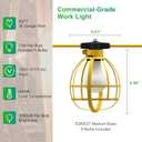 LEDIARY 50FT Construction String Lights, 5 Bulbs 50W 5250LM Work Lights with 5 Medium Base Sockets, Linkable Construction Lights, Weatherproof Commercial-Grade Temporary Lighting