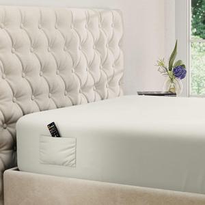 DREAMCARE King Fitted Sheet - Extra Deep Pocket Fitted Sheet - Fits up to 21 inch Mattress - Deep Pocket King Sheets - Hotel Luxury - Oeko-Tex Certified Sheets - 1 Fitted Sheet Only (Ivory, King)