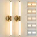Gold Wall Sconces Set of Two Hardwired, Dimmable 5CCT LED Bathroom Light Fixtures Over Mirror, 360 Full Lighting 23 inch Vanity Light Bar Modern Wall Sconce for Bathroom Bedroom Living Room