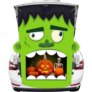 Halloween Trunk or Treat Car Decorations Kit Green Zombie Backdrop Creepy Zombie Car Decoration Kit for SUV Zombie Car Trunk Banner Decor for Garage Yard Garden Party Decor Supplies Favor