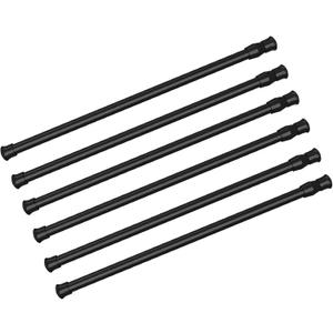 6 Pack Spring Tension Curtain Rod Adjustable Length for Kitchen, Bathroom, Cupboard, Wardrobe, Window, Bookshelf DIY Projects (28" to 48"- 6 Pack, Black)