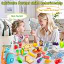 Pretend Play Food Sets for Toddlers, Kids Grocery Store Playset with Shopping Bags,Calculator, Cutting Play Food, Play Money, Sling Bag,Play Kitchen Accessories for Age 3+ Role-Play Games Gift