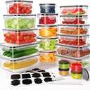 20 PCS Food Storage Containers with Lids Airtight (20 Containers & 20 Lids), Leak proof Meal Prep Container Set for Kitchen Storage, BPA-free, PVC-free Plastic, Microwave/Dishwasher Safe, Labels & Pen