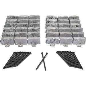 EasyFlex No-Dig Landscape Edging with Anchoring Spikes, 2.7 in Tall Decorative Stone-Look Garden Border, 15 Foot Kit, Slate Gray